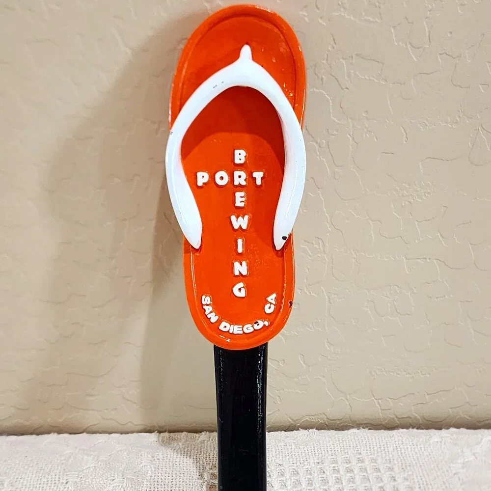 Original Port Brewing Orange Flip Flop Sandal San Diego CA Beer Pull Tap Handle